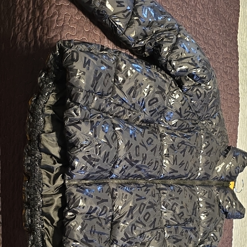 DKNY Black and Blue Puffer Jacket